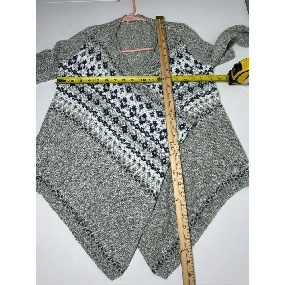 Abercrombie Kids Girls Sz L Blue/Grey/White Open Front Waterfall Cardigan Cotton